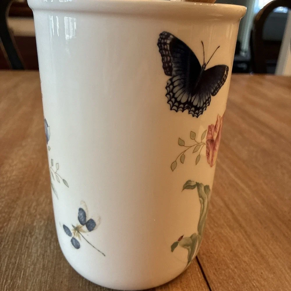 Lenox Utensil Crock Butterfly Meadow W/ Spatulas Cottage Core Country